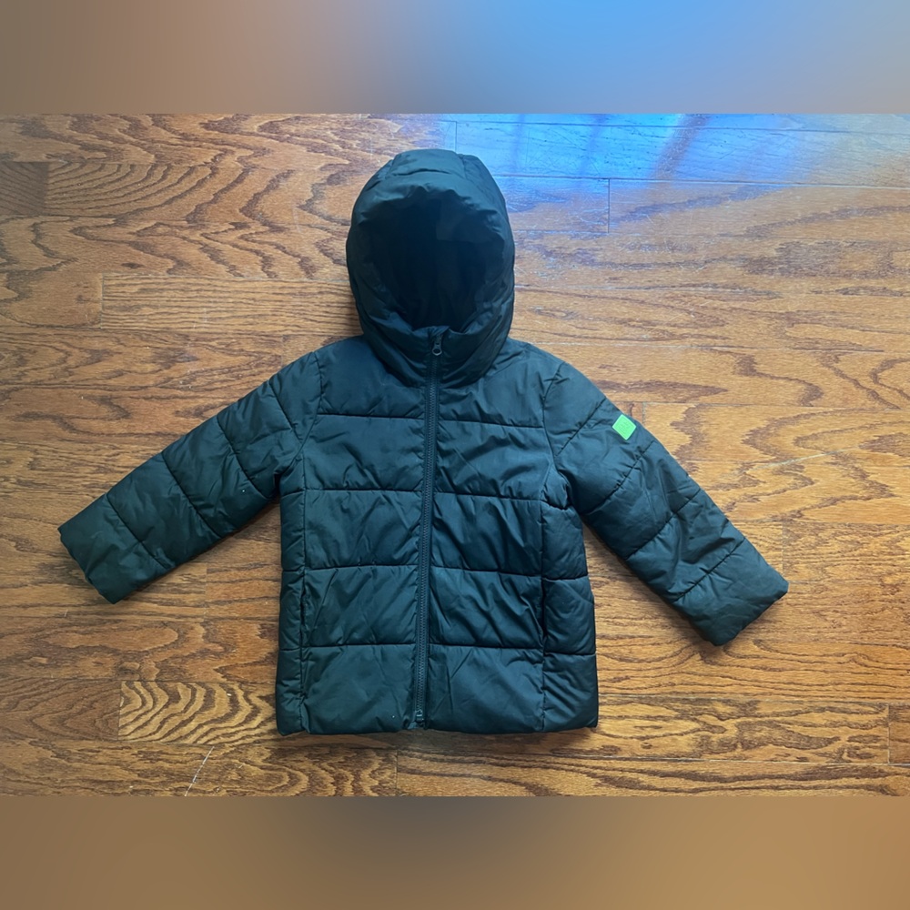 GAP Kids Neon Yellow Hooded Puffer Jacket